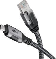 Goobay 70698 USB Type-C apa - RJ45 apa Adatkábel - Fekete/Szürke (2m)