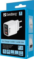 Sandberg 441-52 USB-A / USB-C Hálózati Töltő Adapter 35W - Fehér