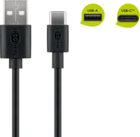 Goobay 45735 USB-A apa - USB-C apa 2.0 Adat és töltőkábel - Fekete (1m)