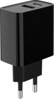 Gembird TA-UC-PDQC20-01-BK USB-C / USB-A Hálózati Töltő Adapter 20W - Fekete