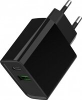 Gembird TA-UC-PDQC20-01-BK USB-C / USB-A Hálózati Töltő Adapter 20W - Fekete