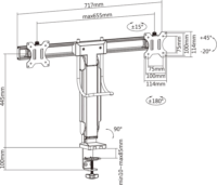 Multibrackets M Deskmount Slim Basic Dual 17"-27" LCD TV/Monitor asztali tartó kar - Fekete (2 kijelző)
