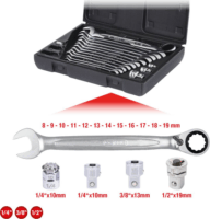 KS Tools 503.4666 GEARplus Csillag-villáskulcs racsnis készlet (16db / csomag)