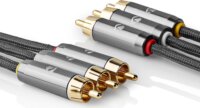 Nedis 3x RCA apa - 3x RCA apa videó kábel 2m - Antracit / Gun Metal Szürke