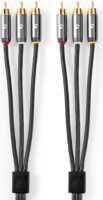 Nedis 3x RCA apa - 3x RCA apa videó kábel 2m - Antracit / Gun Metal Szürke