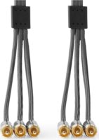 Nedis 3x RCA apa - 3x RCA apa videó kábel 2m - Antracit / Gun Metal Szürke