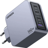 Ugreen 25877 Nexode Pro 3x USB Type-C / 1x USB Type-A GaN Hálózati töltő + USB Type-C kábel - Szürke/Fekete (160W)