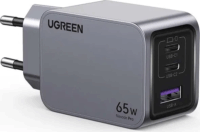 Ugreen 25871 Nexode Pro 2x USB Type-C / 1x USB Type-A GaN Hálózati töltő + USB Type-C kábel - Szürke/Fekete (65W)