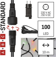 Emos D1AM01 LED Kül-/beltéri fényfüzér 10m - Színes