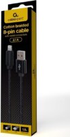 Gembird CCDB-MUSB2B-AMLM-6 USB-A Apa - Lighting Apa 2.0 iPhone töltő kábel - Fekete (1.8m)