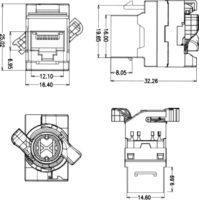 Techly IWP-MD C6A/UROTT CAT6a KeyStone RJ45 Jack UTP szerszám nélküli aljzat