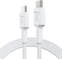 Green Cell KABGC30W USB Type-C apa - USB Type-C apa Adat és töltő kábel - Fehér (1.2m)