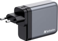 Verbatim GNC-140 GaN 3x USB-C / USB-A Hálózati Gyorstöltő Adapter 140W - Szürke