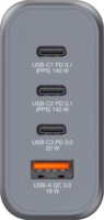 Verbatim GNC-140 GaN 3x USB-C / USB-A Hálózati Gyorstöltő Adapter 140W - Szürke