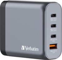 Verbatim GNC-140 GaN 3x USB-C / USB-A Hálózati Gyorstöltő Adapter 140W - Szürke