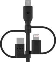 Belkin BoostCharge USB Type-C apa - USB Type-C / Micro USB Type-B / Lightning apa Adat és töltő kábel - Fekete (1m)