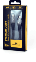 Gembird CCBP-USB4-CMCM240 Prémium USB Tpye-C apa - USB Type-C apa 4.0 Adat és töltő kábel - Fekete (1.5m)
