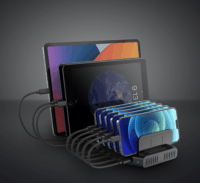 Lindy 73435 8x USB-A / 2x USB-C Hálózati Töltőállomás 120W - Fekete