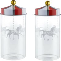 Alessi MW68S2 Circus 2 darabos Üveg ételtároló 200ml - Piros