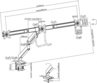 White Shark Rhamses III Gaming 17"-27" Monitor asztali tartó kar - Fekete (3 kijelző)