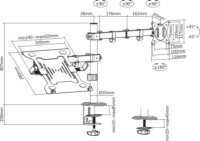 Sbox LCD-LM01-2 13"-27" Monitor asztali tartó kar - Fekete (2 kijelző)