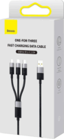 Baseus 3in1 USB-A apa USB-C / Micro USB-B / Lightning apa 2.0 Adat és töltő kábel - Fekete (1.2m)