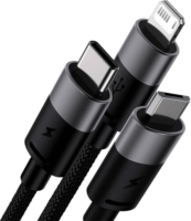 Baseus 3in1 USB-A apa USB-C / Micro USB-B / Lightning apa 2.0 Adat és töltő kábel - Fekete (1.2m)