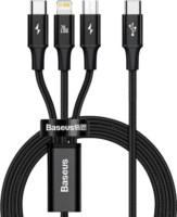 Baseus CAMLT-SC01 USB-C apa - MicroUSB/Lightning/USB C apa iPhone töltőkábel - Fekete(1,5m)