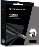 Conceptronic CUSTODIO01BS Számzáras laptop zár - 1.8m