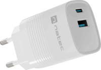Natec Ribera GaN USB-C / USB-A Hálózati Gyorstöltő Adapter 30W - Fehér