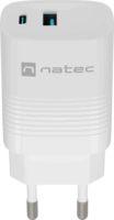 Natec Ribera GaN USB-C / USB-A Hálózati Gyorstöltő Adapter 30W - Fehér