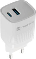 Natec Ribera GaN USB-C / USB-A Hálózati Gyorstöltő Adapter 30W - Fehér