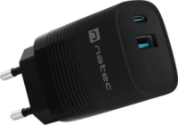Natec Ribera GaN USB-C / USB-A Hálózati Gyorstöltő Adapter 30W - Fekete
