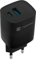 Natec Ribera GaN USB-C / USB-A Hálózati Gyorstöltő Adapter 30W - Fekete