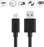 Unitek Y-C481BK USB-A apa - USB-C apa 2.0 Adat és töltőkábel - Fekete (0.5m)