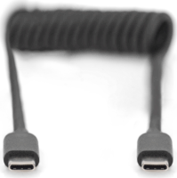 Digitus Spirál USB-C apa - USB-C apa 2.0 Adat és töltő kábel - Fekete (1m)