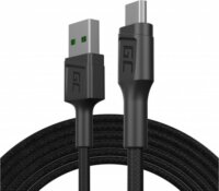 Green Cell PowerStream USB-A apa - MicroUSB-B apa 2.0 Adat és töltő kábel - Fekete (1.2m)