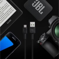 Green Cell PowerStream USB-A apa - MicroUSB-B apa 2.0 Adat és töltő kábel - Fekete (1.2m)