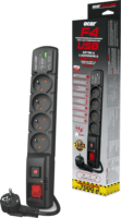 Acar F4 230V Túlfeszültség védő elosztó - 4 aljzatos + 1x USB-A / 1x USB-C 5m - Fekete