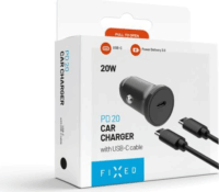 Fixed USB Type-C Autós töltő + USB Type-C kábel - Fekete (20W)