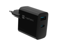 Natec Ribera USB-A / USB-C Hálózati töltő - Fekete (45W)