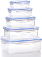 TOO KT-140 Műanyag téglalap ételtároló készlet 0,24L + 0,5L + 1L + 1,5L + 2,5L (5 db)