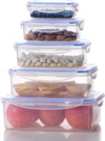 TOO KT-140 Műanyag téglalap ételtároló készlet 0,24L + 0,5L + 1L + 1,5L + 2,5L (5 db)