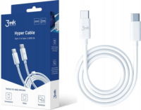 3mk Hyper Cable USB-C apa - USB-C apa Adat és töltő kábel - Fehér (2m)