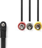 Nedis Audio Video 3.5mm Jack apa - 3x RCA apa Kábel (1m) - Fekete