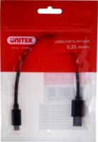 Unitek Y-C490BK USB Type-A apa - USB Type-C apa 3.1 Adat és töltő kábel - Fekete (0.25m)