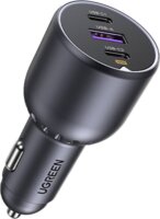 Ugreen EC705 2x USB-C / USB-A Autós töltő - Fekete (130W)