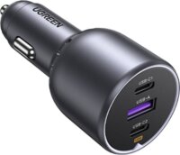 Ugreen EC705 2x USB-C / USB-A Autós töltő - Fekete (130W)