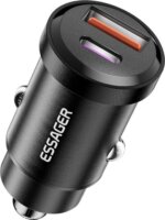Essager USB Type-A / USB Type-C Autós töltő - Fekete (45W)