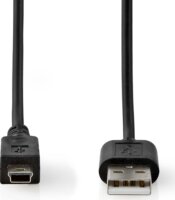 Nedis CCGL60301BK20 USB-A apa - Mini USB 2.0 Adat és töltő kábel - Fekete (2m)
